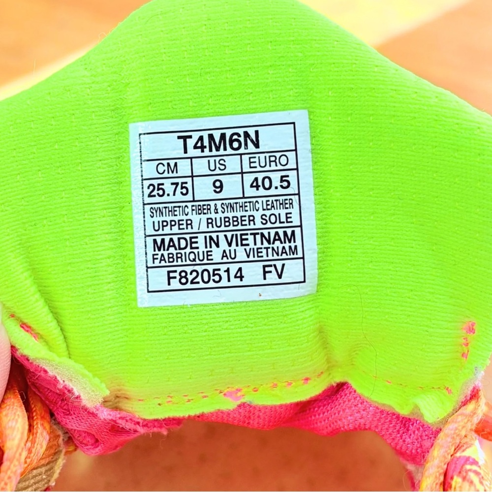 Asics Women's Neon Pink Yellow Green Running Shoes - Picture 14 of 16